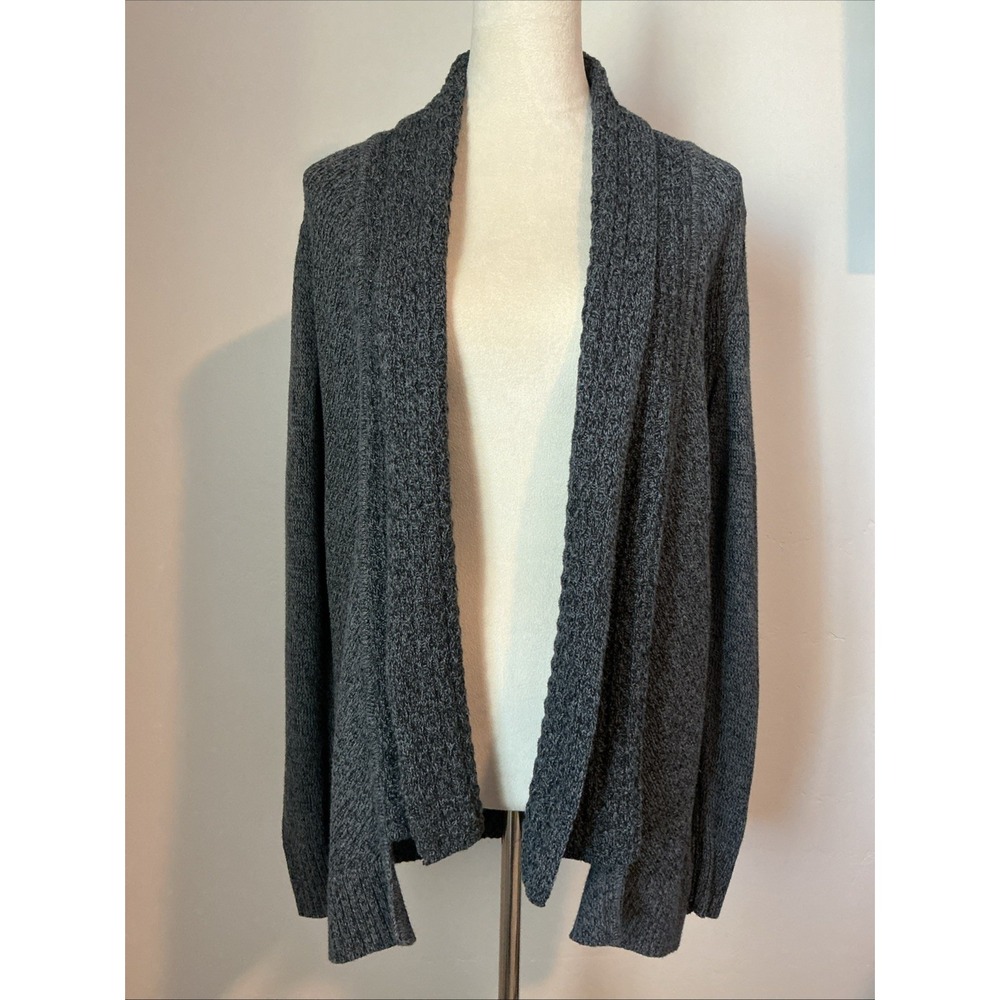 Lilla P Cable‎ Knit Cardigan Small Cotton Cashmere Blend Open Front Blue Black